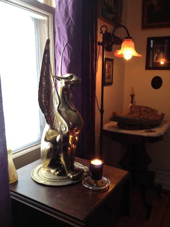 This winged lion used to sit on a column inside the store next to one of the front windows.