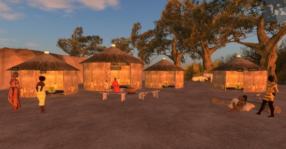 A whole village of NPCs in the East Africa Traveler Safety Simulation