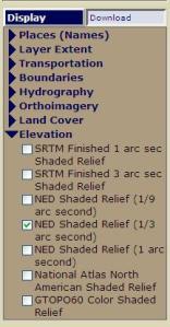 1/3 arc second Elevation Selection